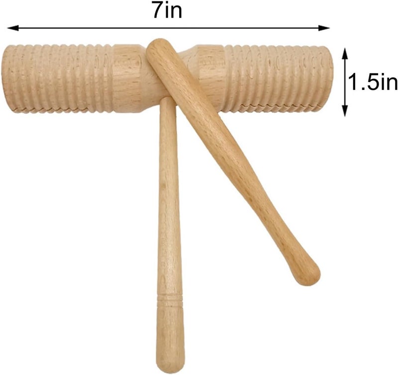 mocrcrel Latin American Music, Guiro Wood Percussion Instrument,Pine Training Musical Tone Block Rasp with Wood Scraper, Cuban Style Guiro 7 * 1.5in (1 Pcs) - Image 2